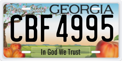 GA license plate CBF4995