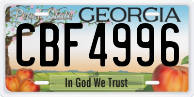 GA license plate CBF4996
