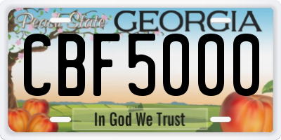 GA license plate CBF5000