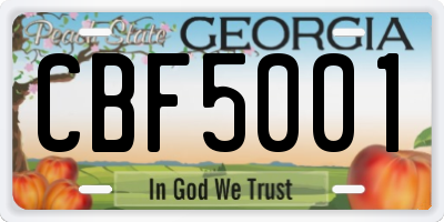 GA license plate CBF5001
