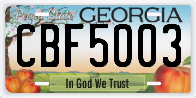 GA license plate CBF5003