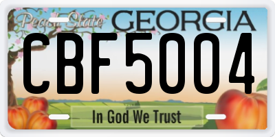 GA license plate CBF5004