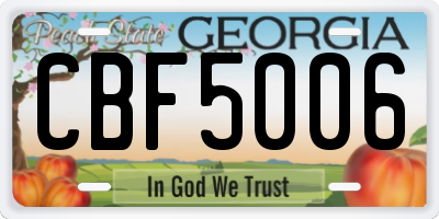 GA license plate CBF5006
