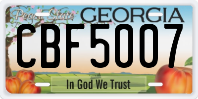 GA license plate CBF5007
