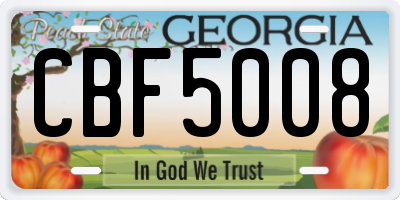 GA license plate CBF5008