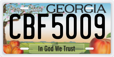 GA license plate CBF5009