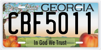 GA license plate CBF5011
