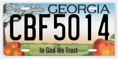GA license plate CBF5014