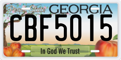 GA license plate CBF5015