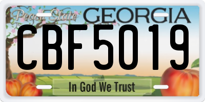 GA license plate CBF5019