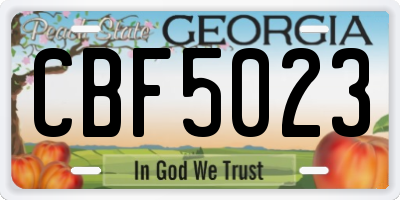 GA license plate CBF5023