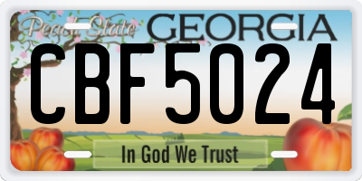 GA license plate CBF5024