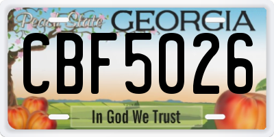 GA license plate CBF5026
