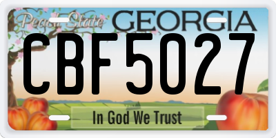 GA license plate CBF5027