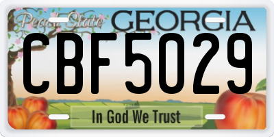 GA license plate CBF5029