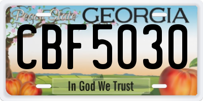 GA license plate CBF5030