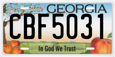 GA license plate CBF5031