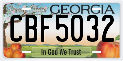 GA license plate CBF5032