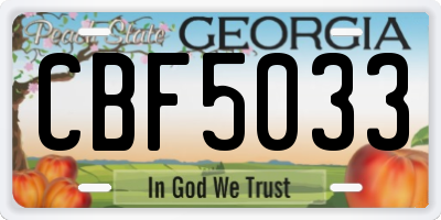 GA license plate CBF5033