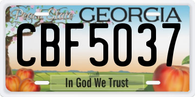 GA license plate CBF5037