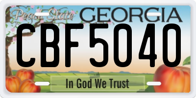GA license plate CBF5040
