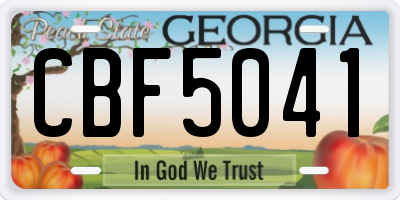 GA license plate CBF5041