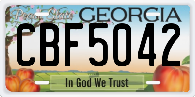 GA license plate CBF5042