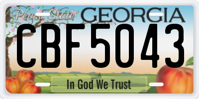 GA license plate CBF5043