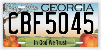 GA license plate CBF5045