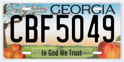 GA license plate CBF5049