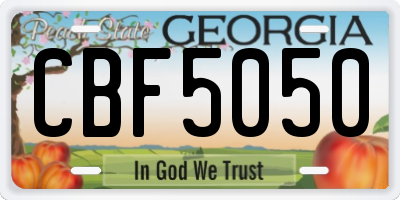 GA license plate CBF5050