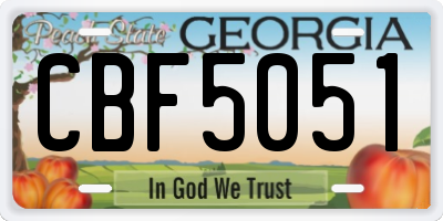GA license plate CBF5051