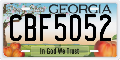 GA license plate CBF5052