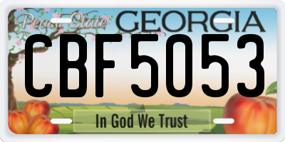 GA license plate CBF5053