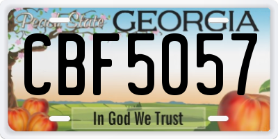 GA license plate CBF5057