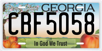 GA license plate CBF5058