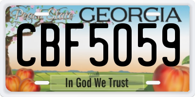 GA license plate CBF5059