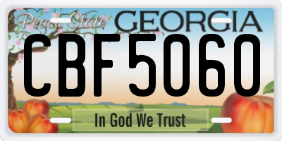 GA license plate CBF5060