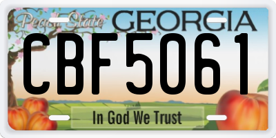 GA license plate CBF5061