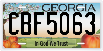 GA license plate CBF5063