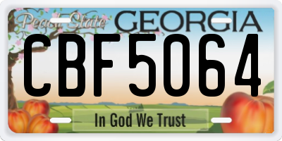 GA license plate CBF5064
