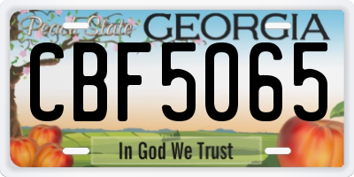 GA license plate CBF5065