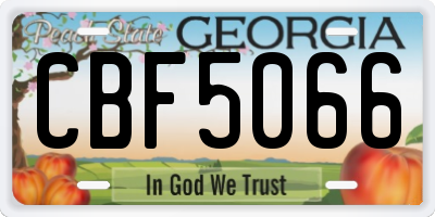 GA license plate CBF5066