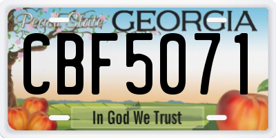 GA license plate CBF5071