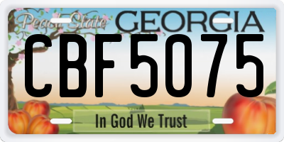 GA license plate CBF5075