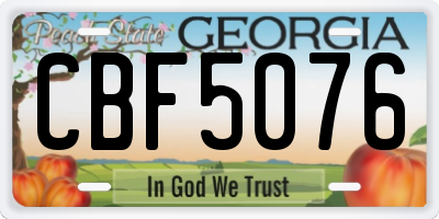 GA license plate CBF5076