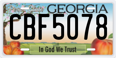 GA license plate CBF5078