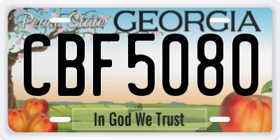 GA license plate CBF5080