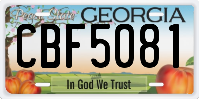 GA license plate CBF5081