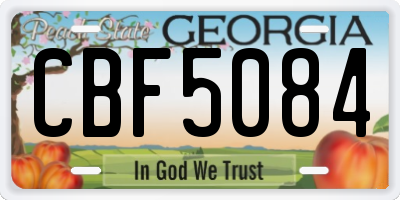GA license plate CBF5084